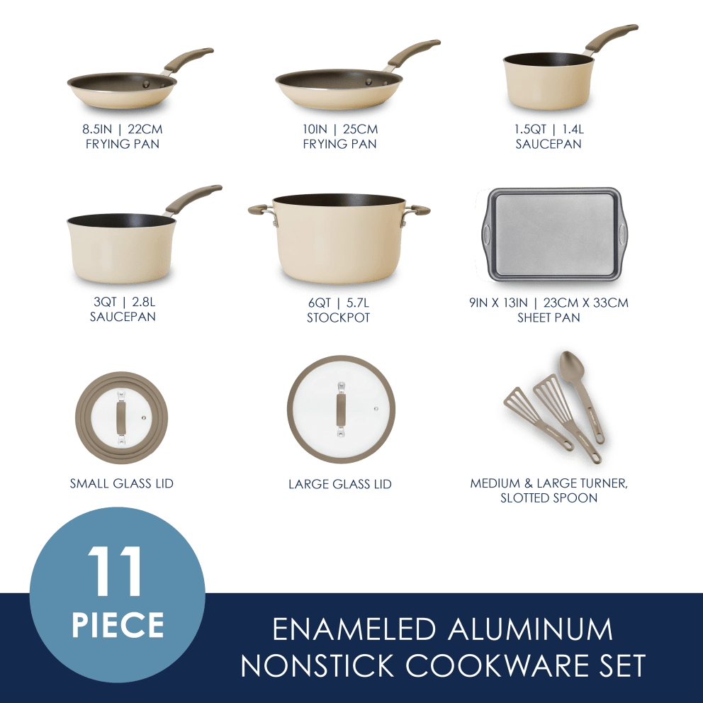 Rachael Ray Cook & Create 11-Piece Enameled Aluminum Cookware Set