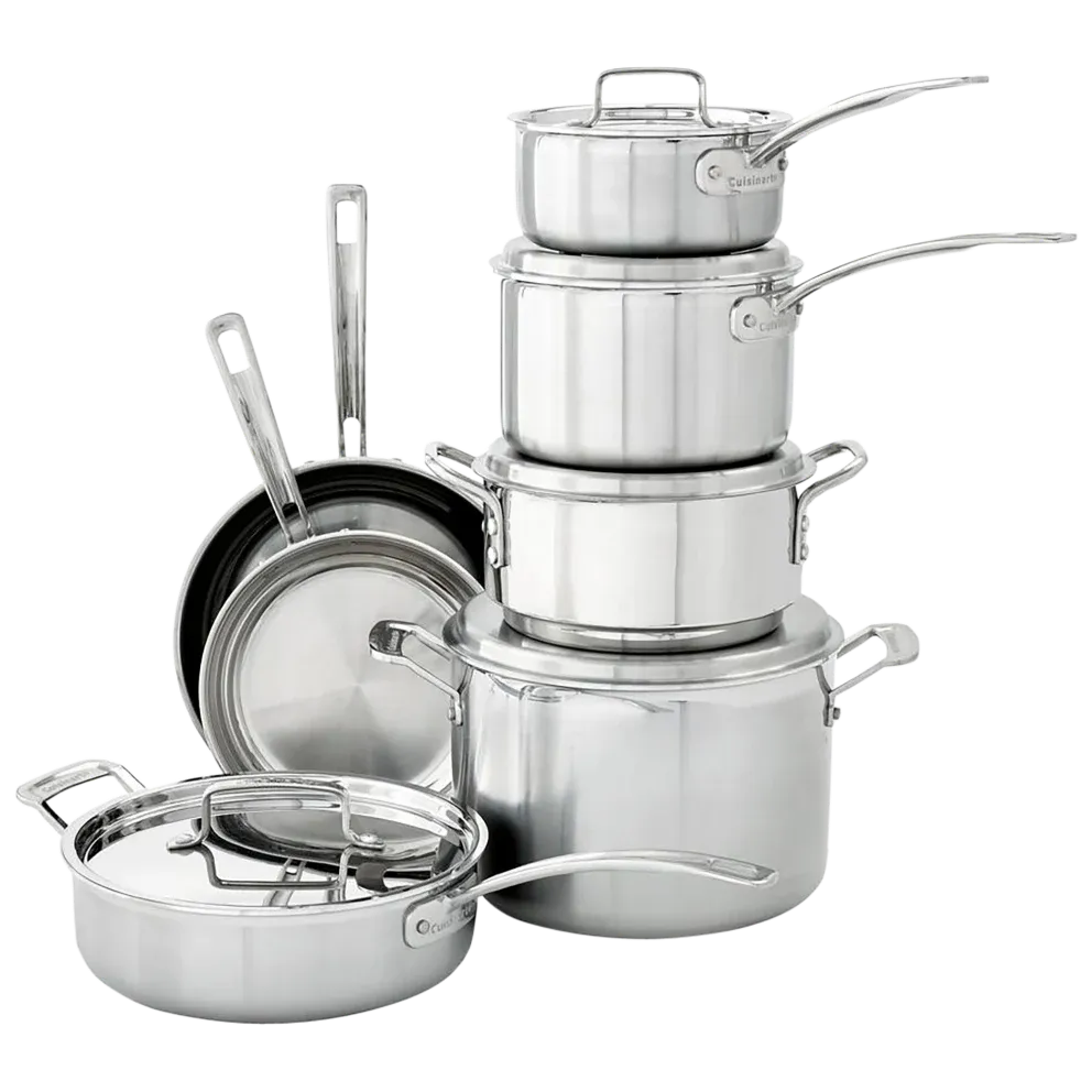 Cuisinart 12-Piece MultiClad Pro Triple Ply Stainless Stainless Steel Pots and Pans Set, Cookware Set Compatible with Induction, Electric, Gas Cooktops, Cool Grip Handles, Oven Safe to 500°F, Silver