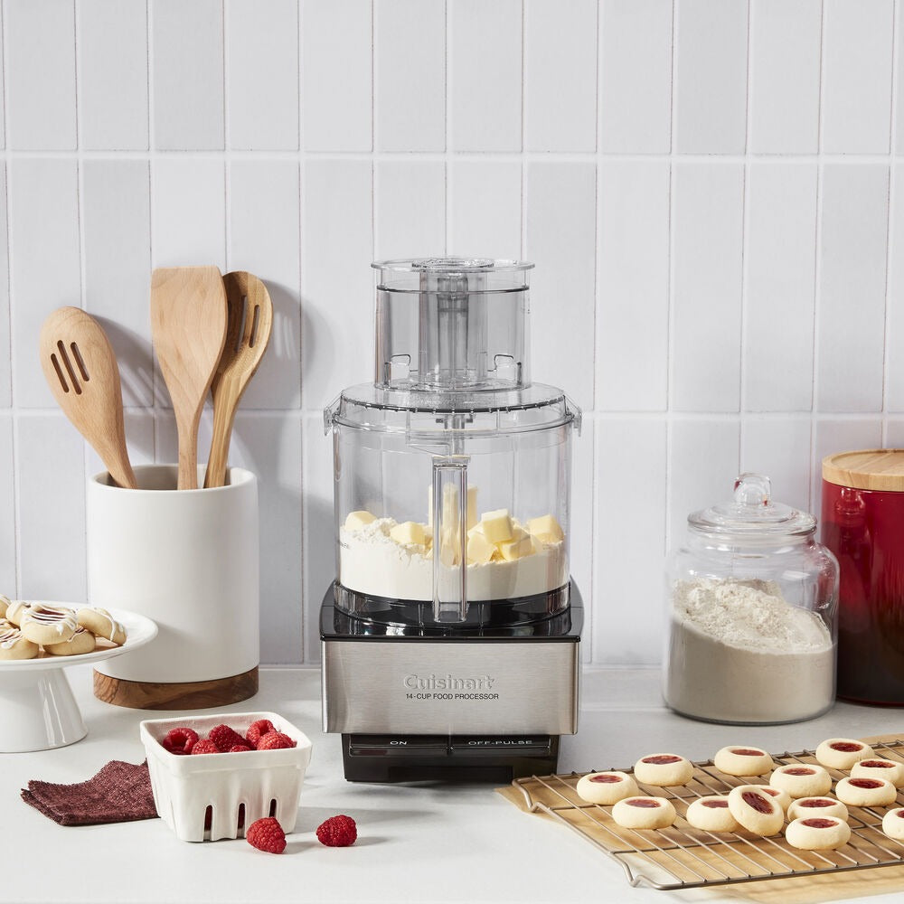 Cuisinart Food Processor 14-Cup Vegetable Chopper for Mincing, Dicing, Shredding, Puree &amp; Kneading Dough, White Stainless, DFP-14BCWNY