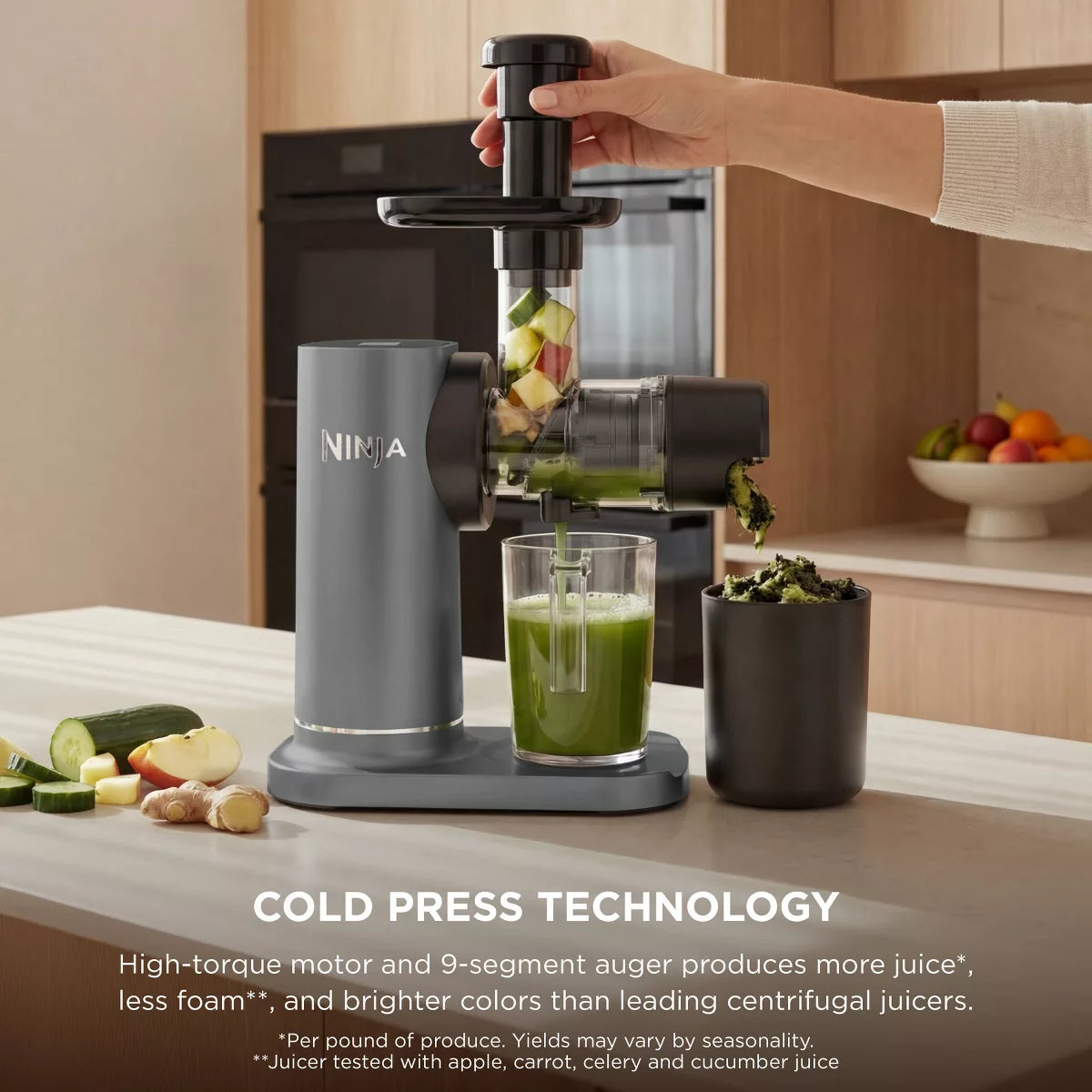 Ninja NeverClog Cold Press Juicer Powerful Slow Juicer with Total Pulp Control Easy to Clean - JC151: Juicer Machine, Dishwasher-Safe, BPA-Free