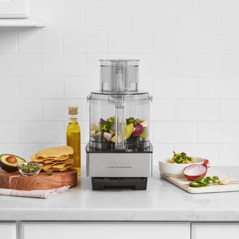 Cuisinart Food Processor 14-Cup Vegetable Chopper for Mincing, Dicing, Shredding, Puree &amp; Kneading Dough, White Stainless, DFP-14BCWNY