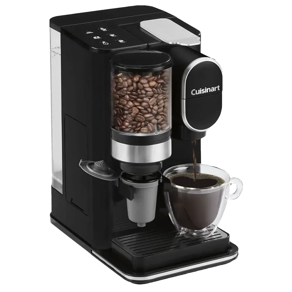 Cuisinart Single-Serve Coffee Maker + Coffee Grinder with 8 oz., 10 oz., and 12 oz. Serving Size, Compatible with Single-Cup Pods, 48-Ounce Removable Reservoir, Stainless Steel, DGB-2