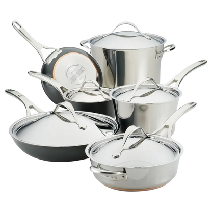 Anolon Nouvelle Luxe 11-Piece Stainless and Hard Anodized Cookware Set