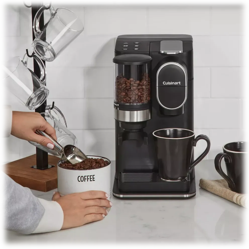 Cuisinart Single-Serve Coffee Maker + Coffee Grinder with 8 oz., 10 oz., and 12 oz. Serving Size, Compatible with Single-Cup Pods, 48-Ounce Removable Reservoir, Stainless Steel, DGB-2
