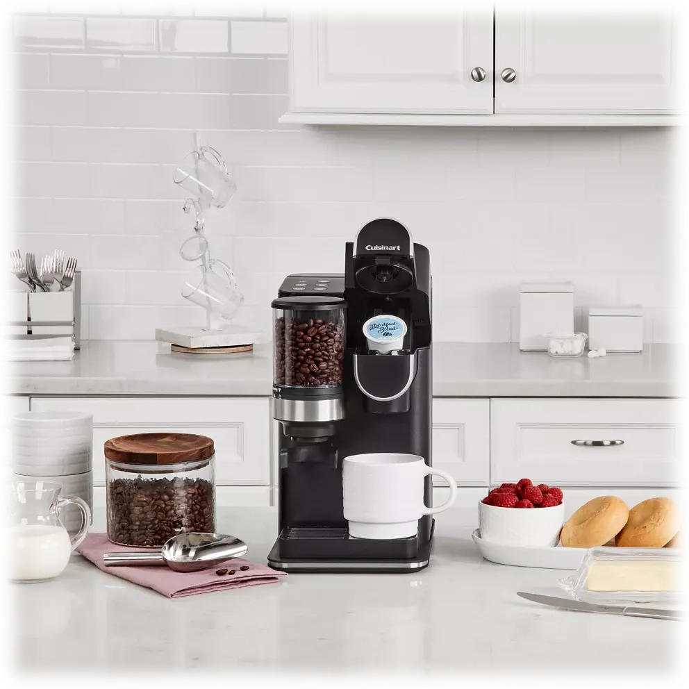 Cuisinart Single-Serve Coffee Maker + Coffee Grinder with 8 oz., 10 oz., and 12 oz. Serving Size, Compatible with Single-Cup Pods, 48-Ounce Removable Reservoir, Stainless Steel, DGB-2
