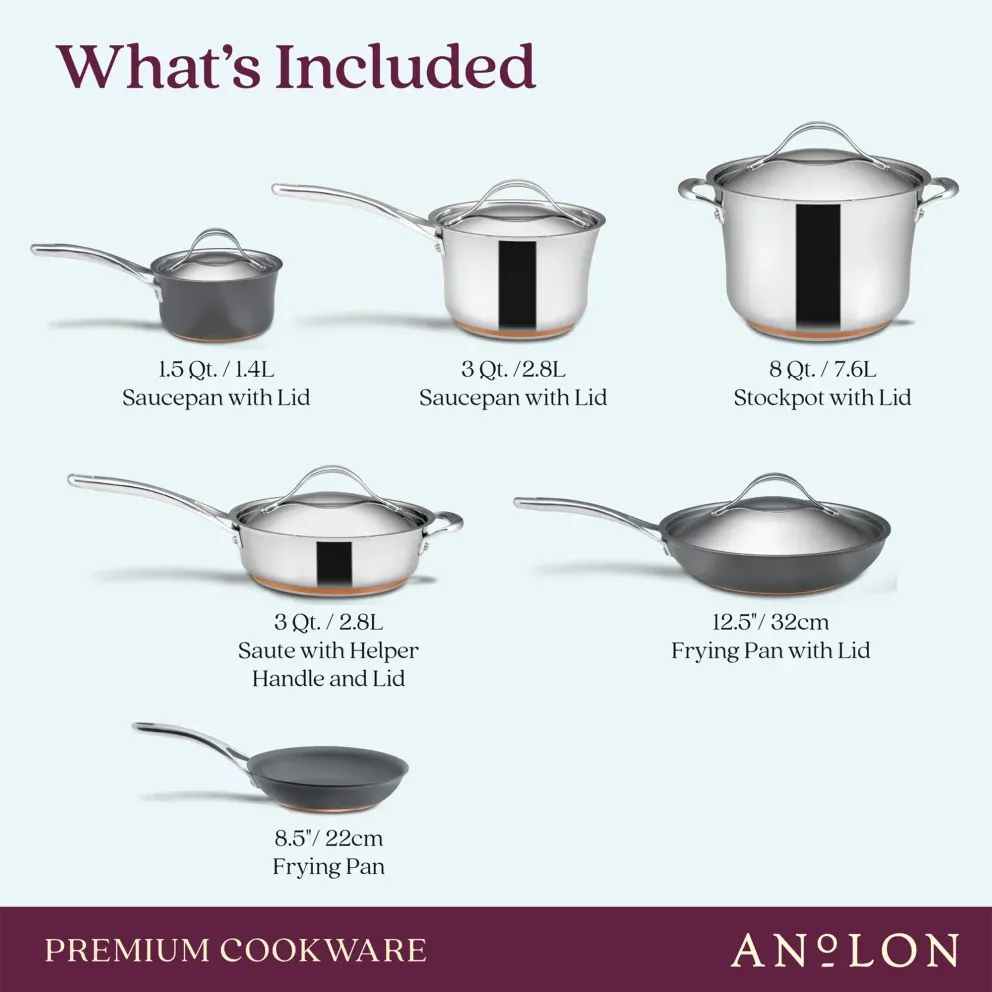 Anolon Nouvelle Luxe 11-Piece Stainless and Hard Anodized Cookware Set