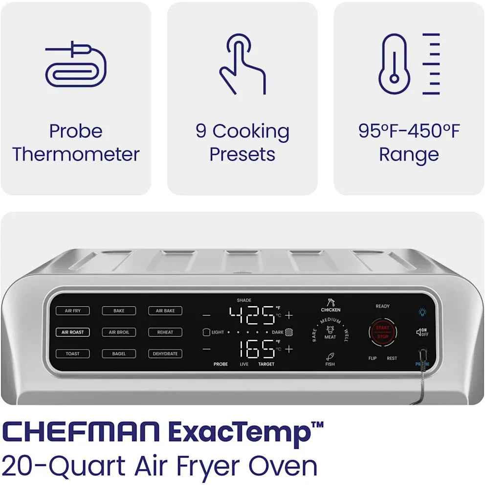 Chefman 12-in-1 Air Fryer Toaster Oven Combo with Probe Thermometer