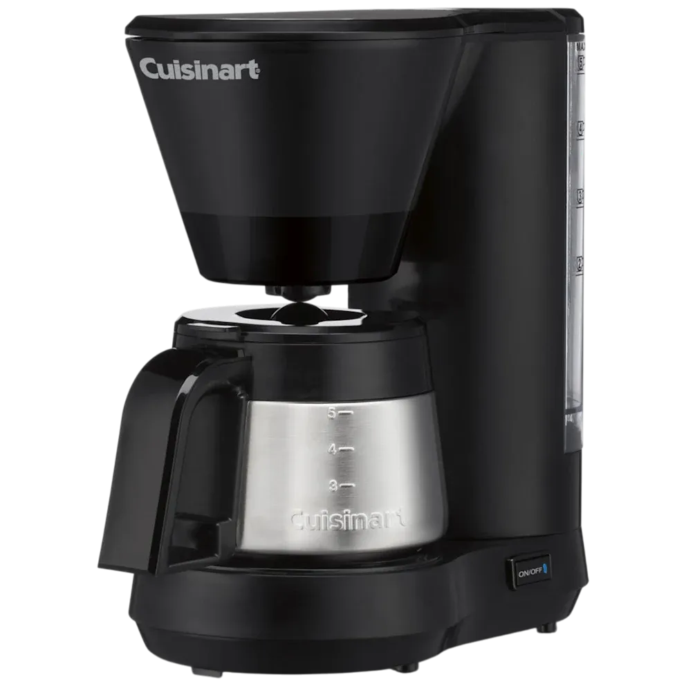 Cuisinart 5-Cup Coffee Maker with Stainless Steel Carafe, Coffee Machine with Removable Water Reservoir, Charcoal Water Filter, 30-Minute Keep Warm, and Brew Pause, DCC-5570NAS, Stainless Steel