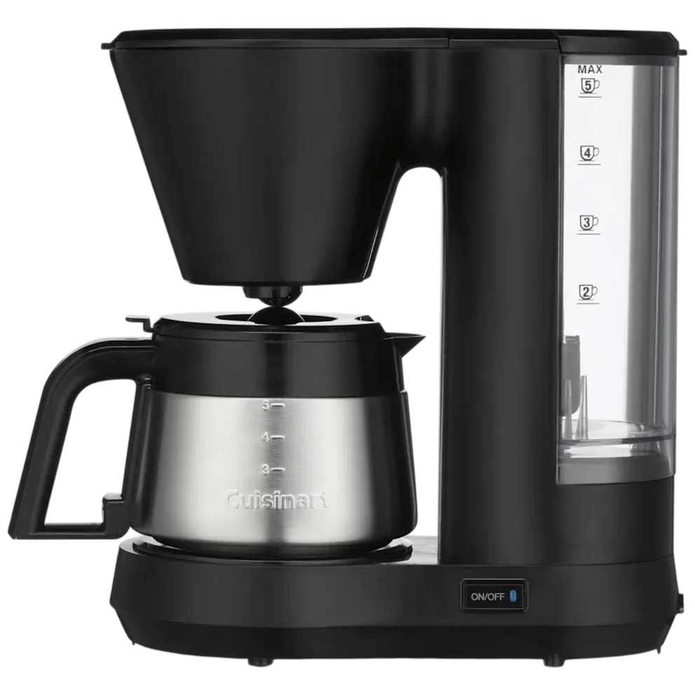 Cuisinart 5-Cup Coffee Maker with Stainless Steel Carafe, Coffee Machine with Removable Water Reservoir, Charcoal Water Filter, 30-Minute Keep Warm, and Brew Pause, DCC-5570NAS, Stainless Steel