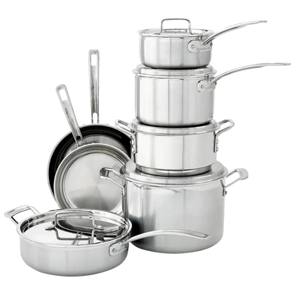 Cuisinart 12-Piece MultiClad Pro Triple Ply Stainless Stainless Steel Pots and Pans Set, Cookware Set Compatible with Induction, Electric, Gas Cooktops, Cool Grip Handles, Oven Safe to 500°F, Silver