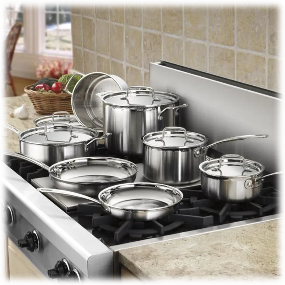 Cuisinart 12-Piece MultiClad Pro Triple Ply Stainless Stainless Steel Pots and Pans Set, Cookware Set Compatible with Induction, Electric, Gas Cooktops, Cool Grip Handles, Oven Safe to 500°F, Silver