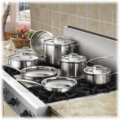 Cuisinart 12-Piece MultiClad Pro Triple Ply Stainless Stainless Steel Pots and Pans Set, Cookware Set Compatible with Induction, Electric, Gas Cooktops, Cool Grip Handles, Oven Safe to 500°F, Silver