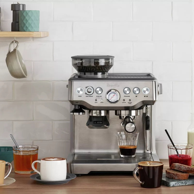 Breville Stainless Steel Barista Express Espresso Machine Light Silver BES870XL: 15 Bars Pressure, Milk Frother, Grinder